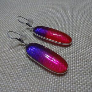 Beautiful PURPLE & PINK BI-COLOR TOURMALINE Handmade Sterling Earrings #141C